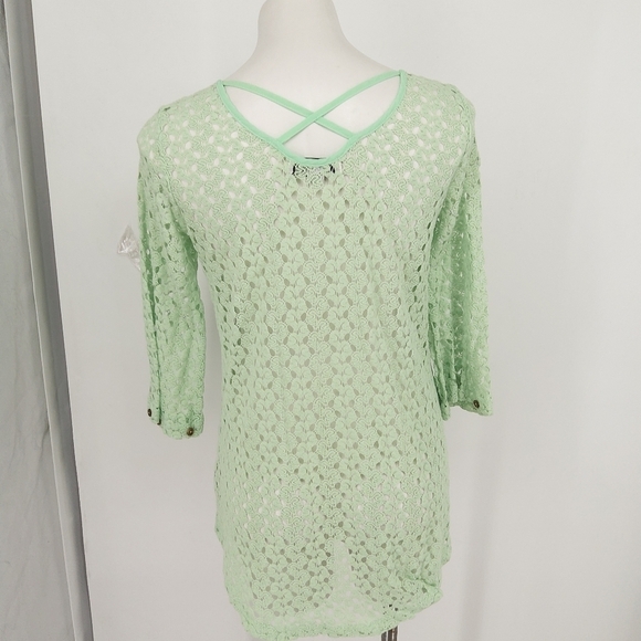 SIMPLY NOELLE SMALL MINT GREEN LOOSE KNIT SUMMER TOP - Picture 7 of 8